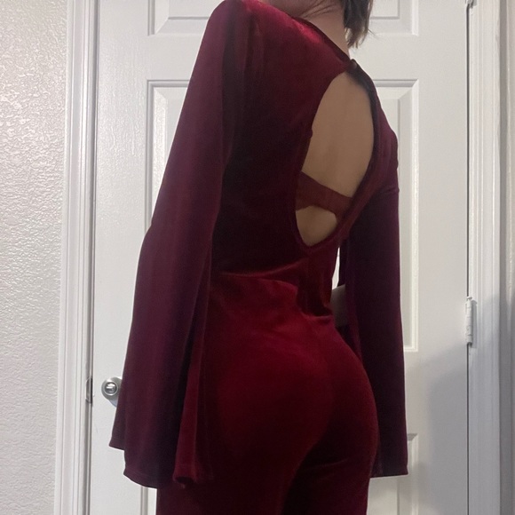 Day & Night Maroon Velvet Jumpsuit from Revolve - Picture 6 of 13